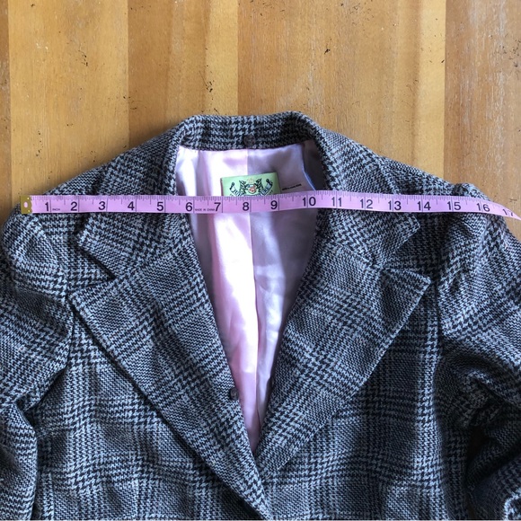 Juicy Couture Wool Tweed Blazer Removable Rabbit Fur Collar Vintage Y2k Rare - Picture 16 of 16